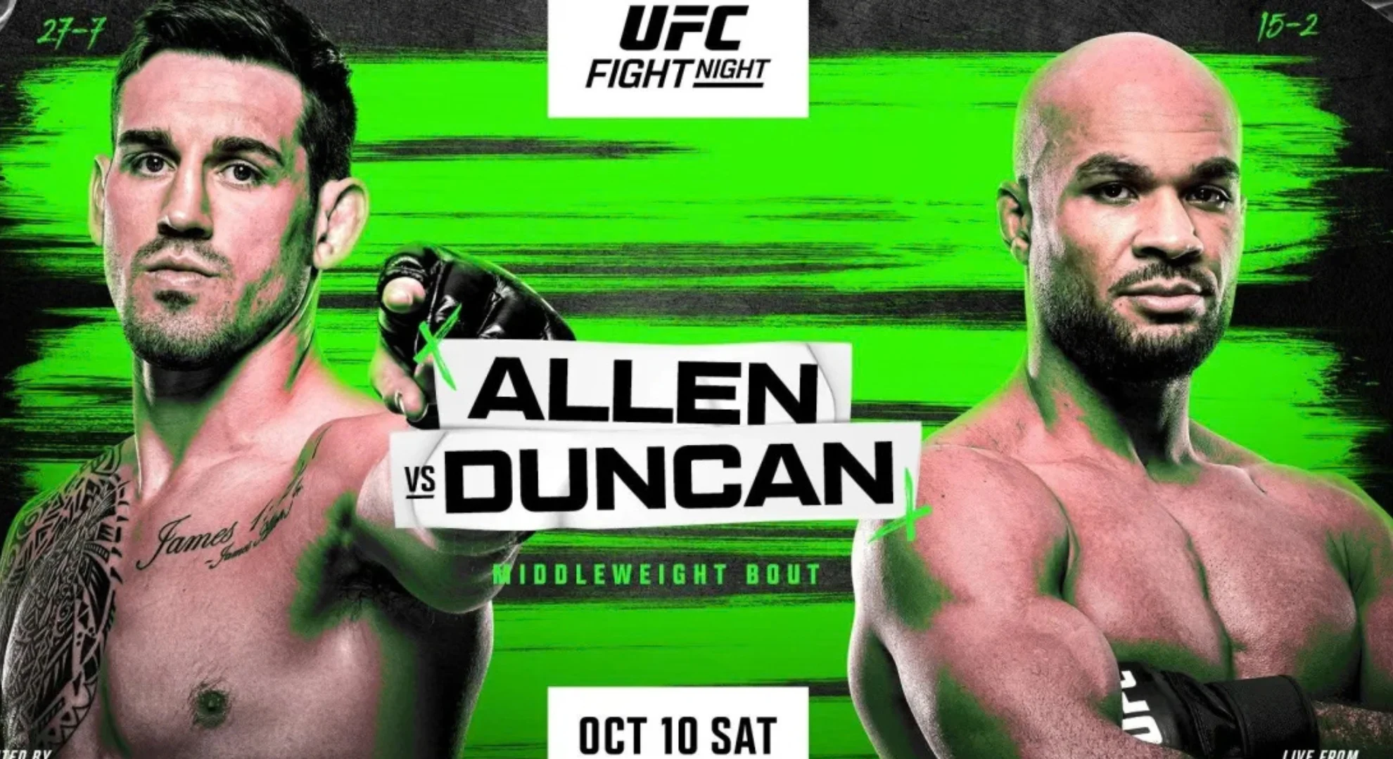 UFC Vegas 122: Brendan Allen vs. Christian Leroy Duncan em Duelo Decisivo; Quem Vence a Luta Principal do Peso Médio, Segundo os Especialistas?